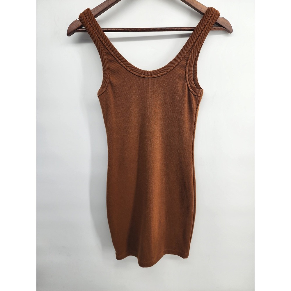 Brown‎ Ribbed Knit Mini Dress Cowboy Boot Patch Small - Picture 9 of 9
